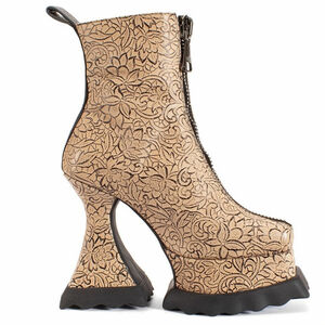 John Fluevog MUNSTER MAX PETUNIA MID-CALF PLATFORM BOOTS Size 9